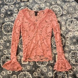 MODA International pink lace shirt